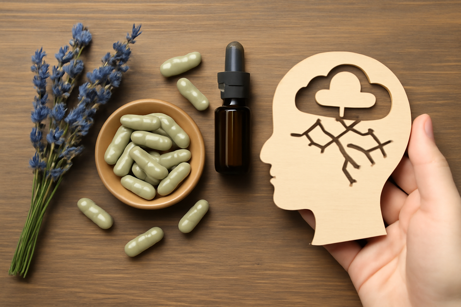 Person meditating among herbs in sunlight, natural remedies for social anxiety; evidence-based.