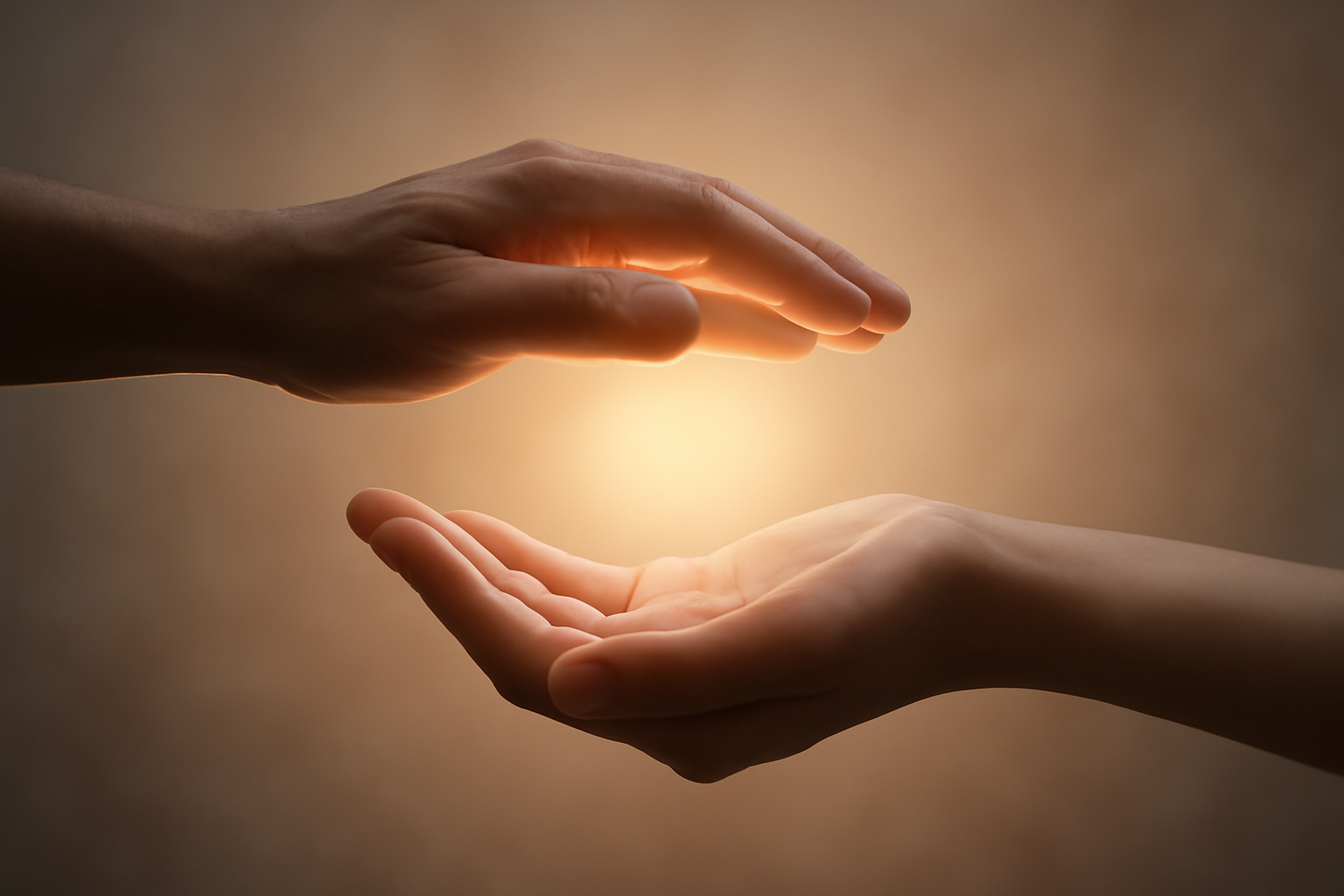 Person meditating with soft light and hands on chest; Reiki for anxiety and depression blog post.