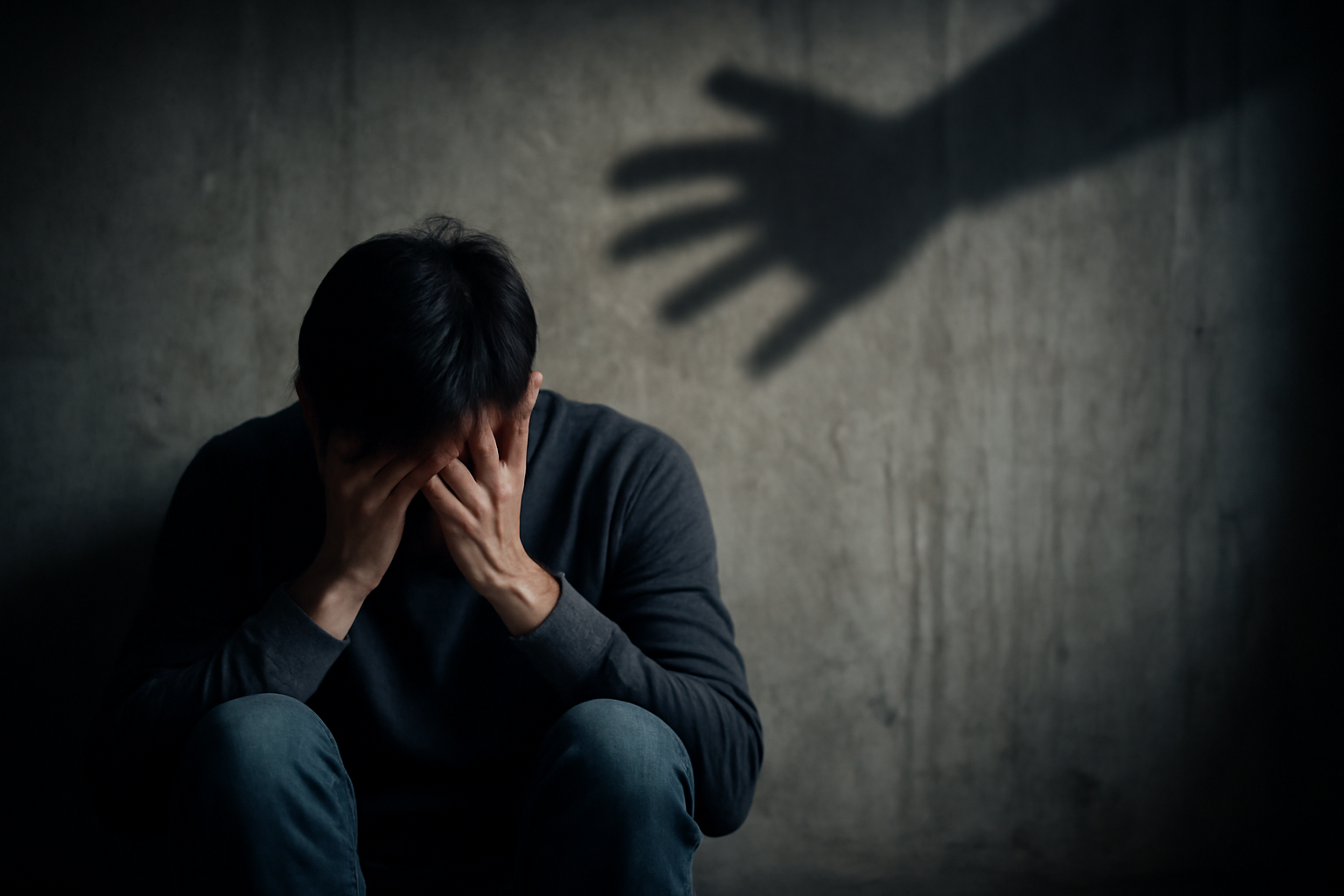 Person at a desk shows stress beside a blog post: Stress Depression Signs and How to Seek Help.