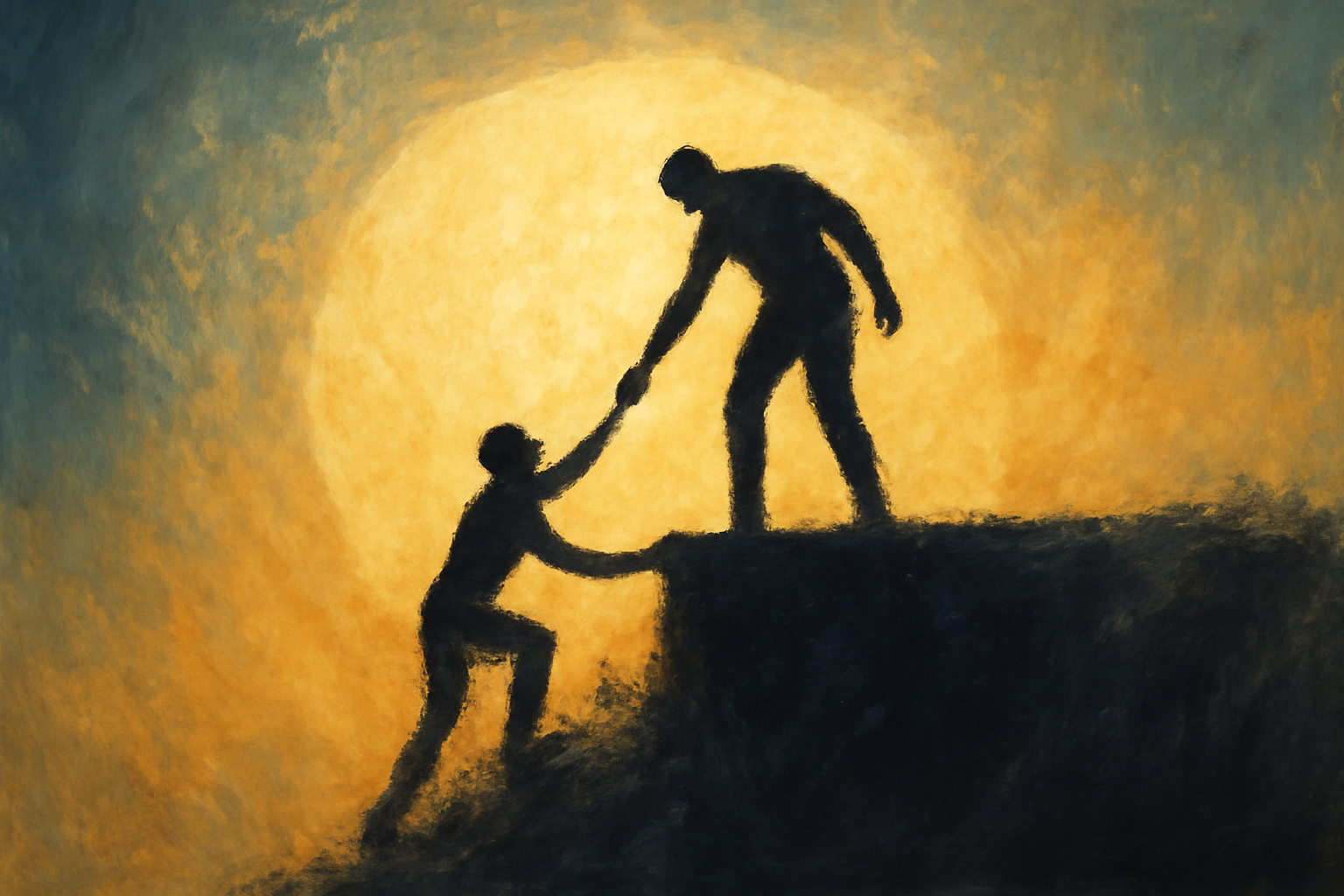 Contemplative person at a desk; blog on managing success and survivor guilt.