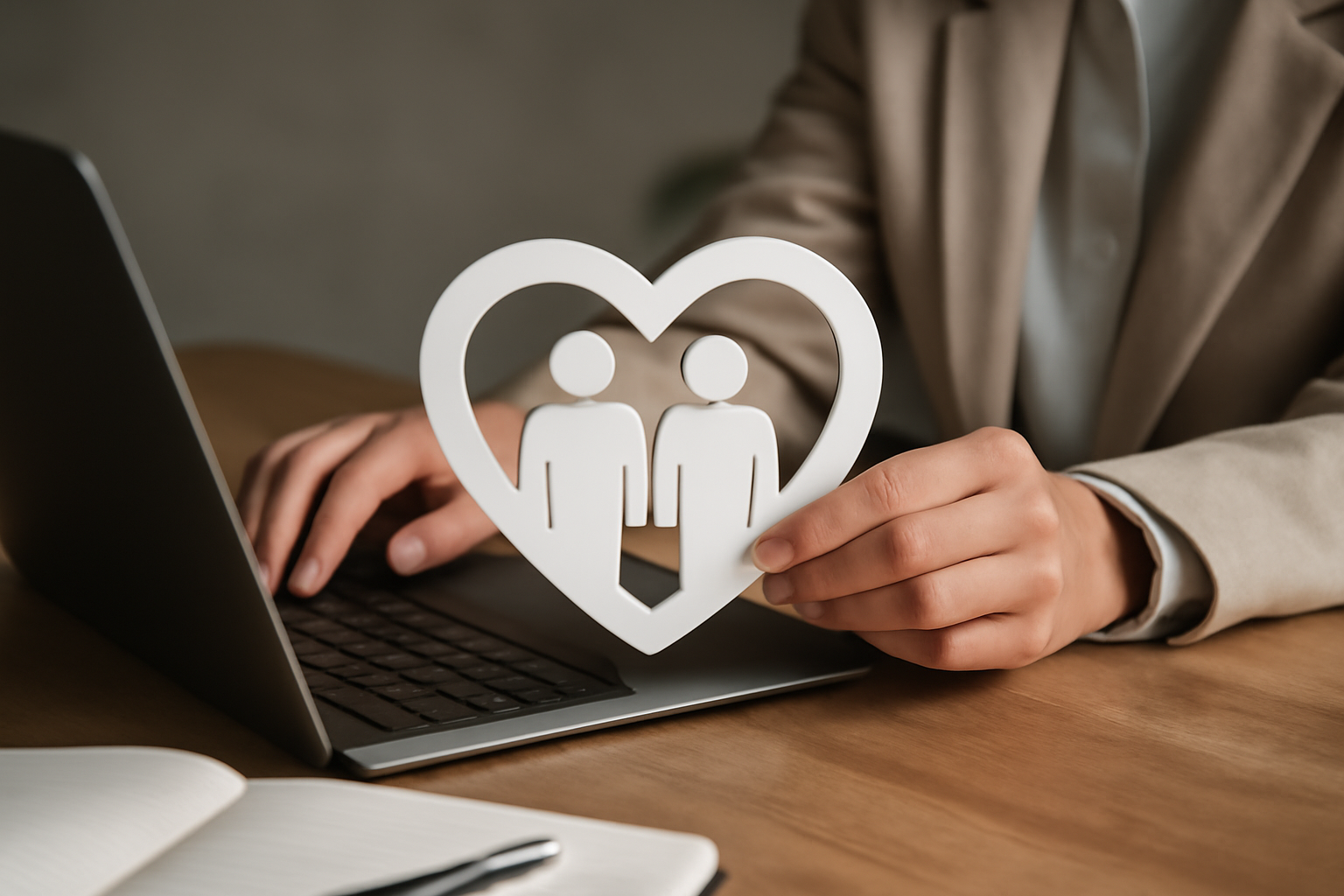 Therapists review patient charts on a laptop in a clinic; Therapy Case Management Software Guide for Clinics.