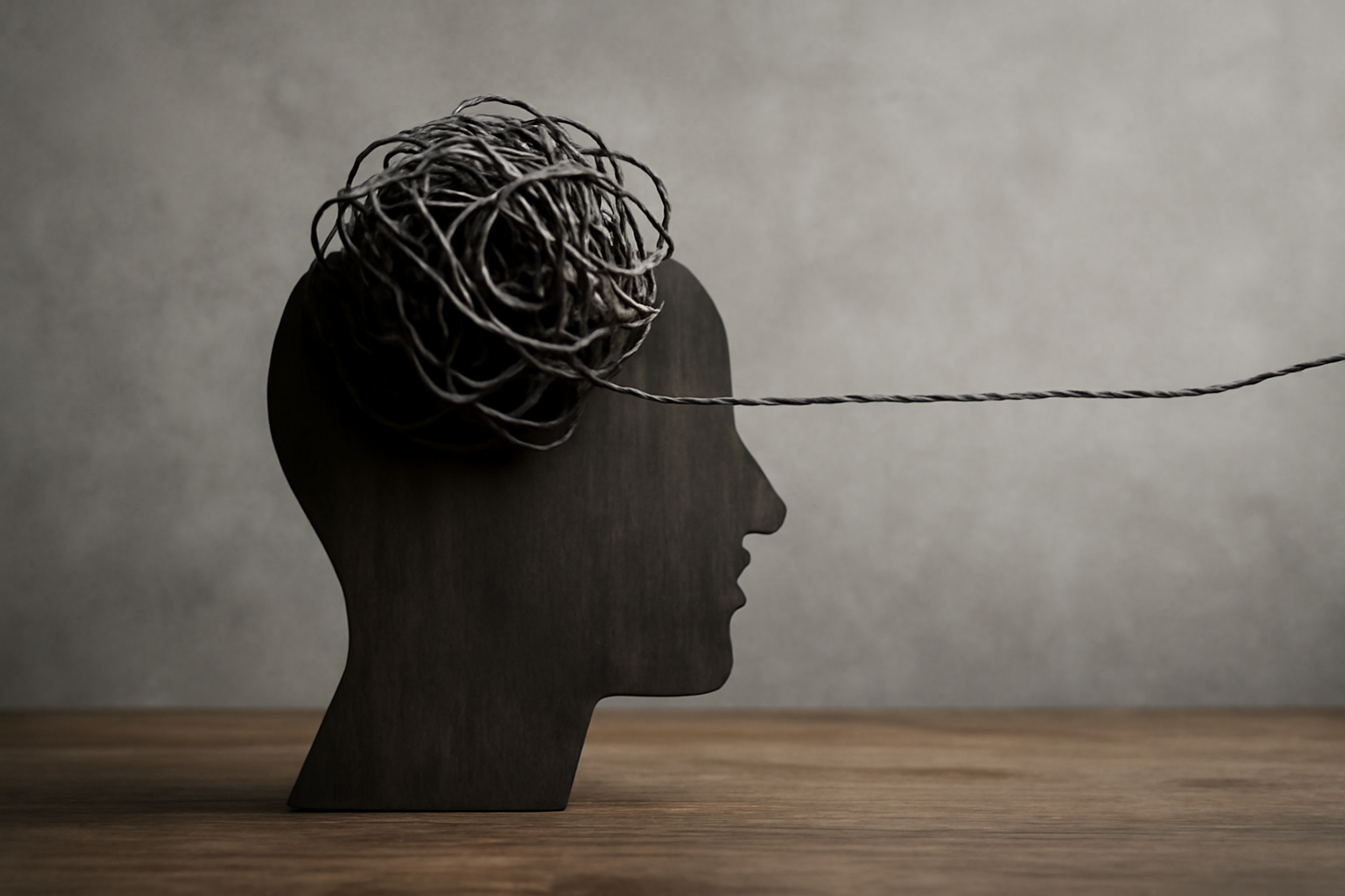 Stressed person at desk with cup and book; Understanding Psychological Stress Signs and Coping Strategies
