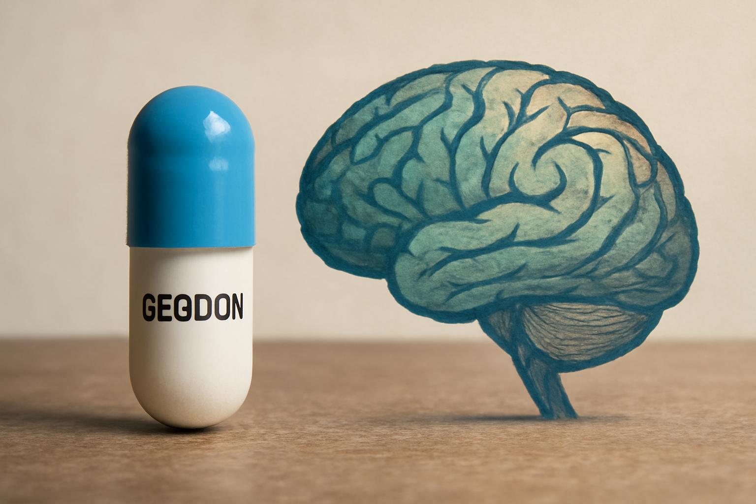 Geodon ziprasidone bottle with capsules beside a sheet on dosing, side effects and interactions.